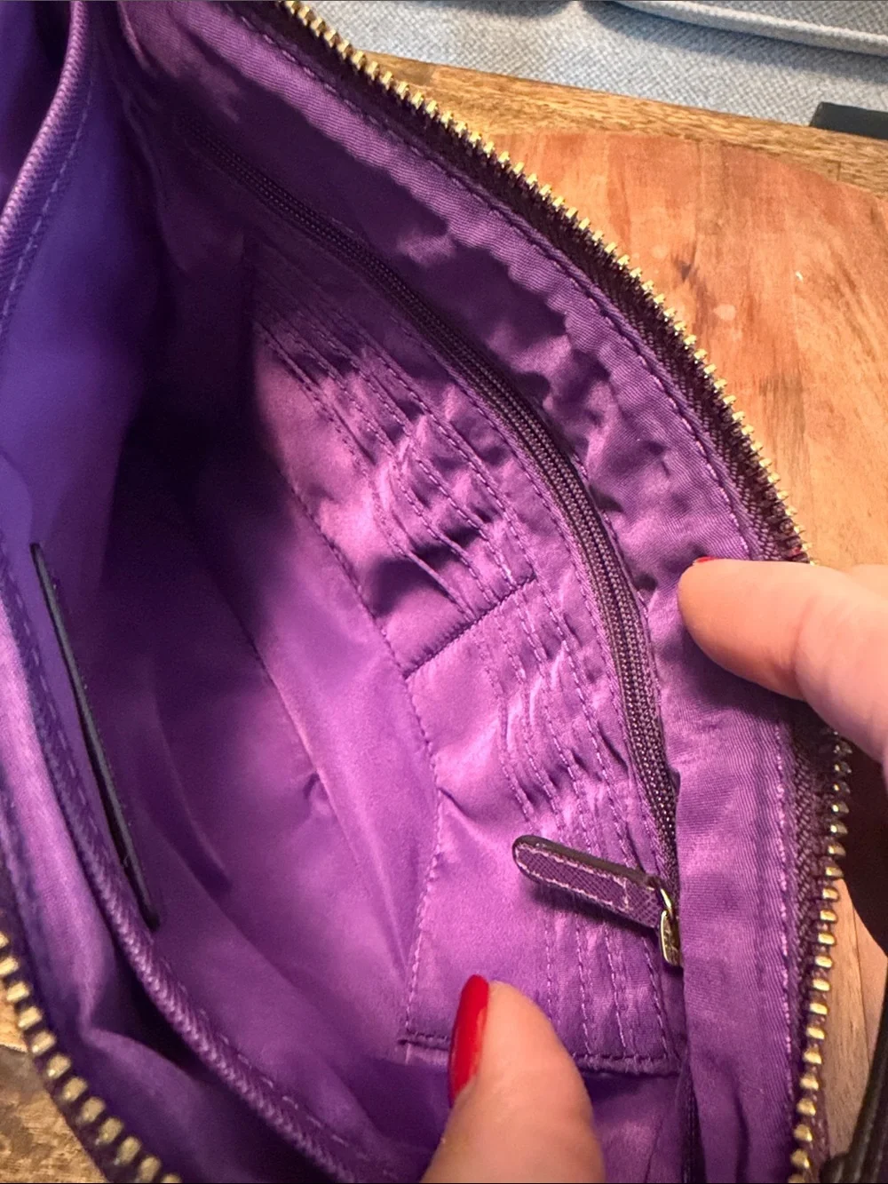 Michael Kors Kieran Purple Quilted Wristlet Clutch with Logo - Picture 2 of 3
